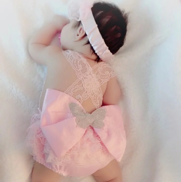 Hot Baby Girl Lace Floral Bodysuit Cute Toddler Pi - Picture 2 of 2